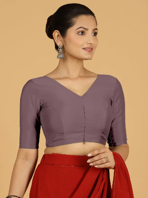 Shabana x Rozaana | Elbow Sleeves Saree Blouse in Purple Mauve