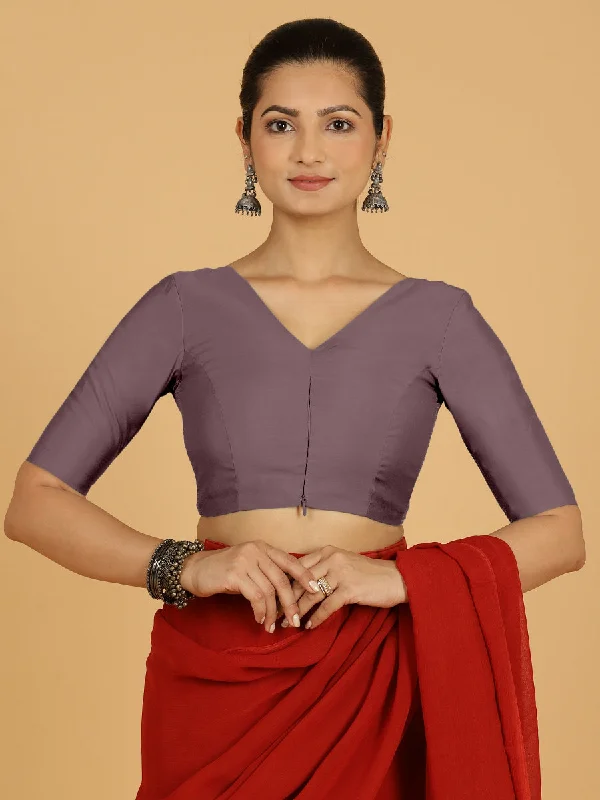 Shabana x Rozaana | Elbow Sleeves Saree Blouse in Purple Mauve