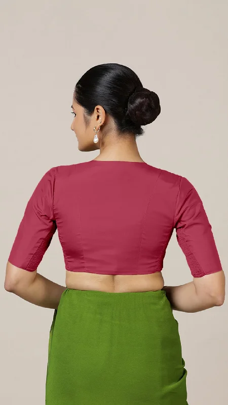 Begum x Rozaana | Elbow Sleeves Saree Blouse in Rani Pink