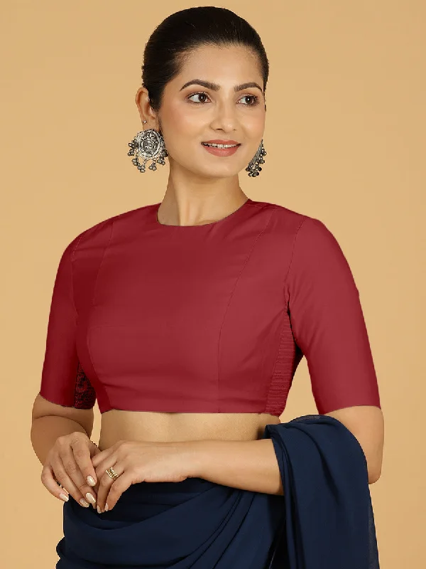 Amisha x Rozaana | Elbow Sleeves Saree Blouse in Scarlet Red