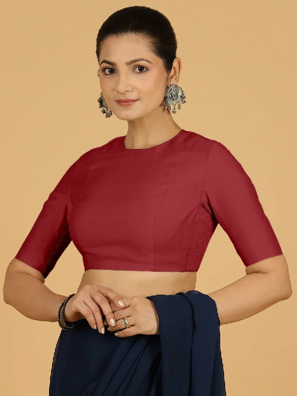 Amisha x Rozaana | Elbow Sleeves Saree Blouse in Scarlet Red