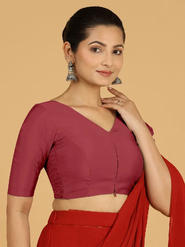 Shabana x Rozaana | Elbow Sleeves Saree Blouse in Scarlet Red