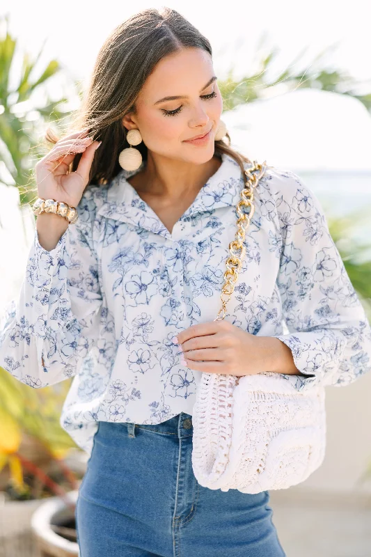 Take Your Turn White Floral Blouse