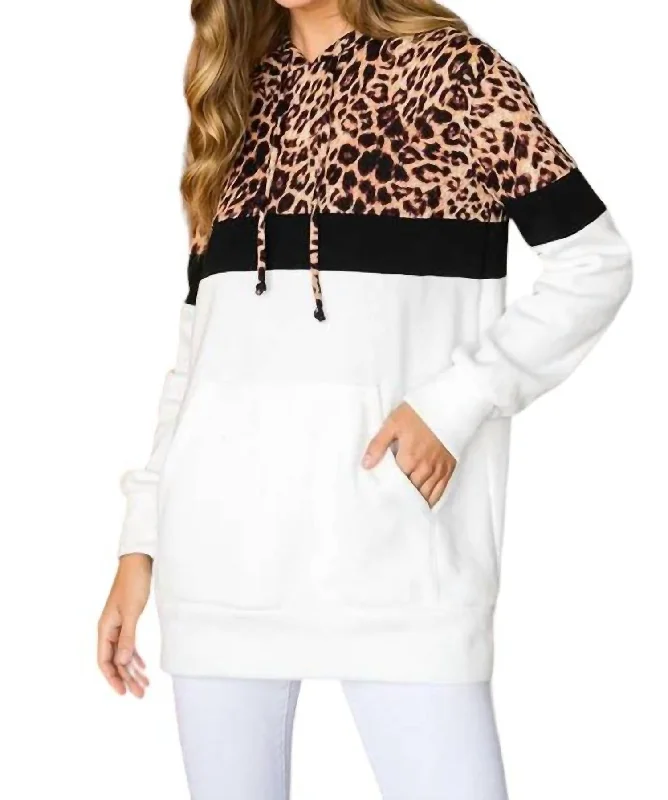 Tatum Animal Print Hoodie In Color Block