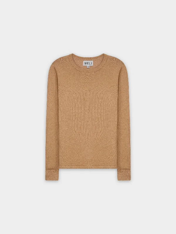 THIN KNIT CREW SWEATER-MAUVE