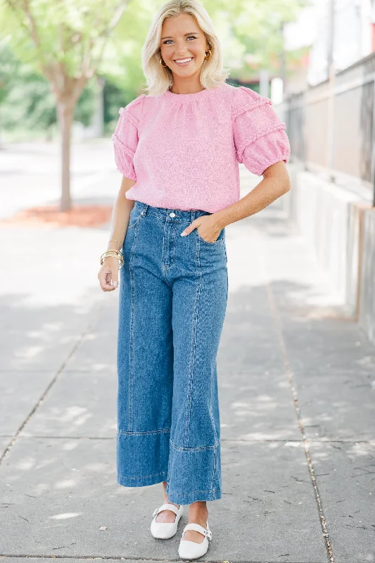 What A Night Pink Tweed Blouse