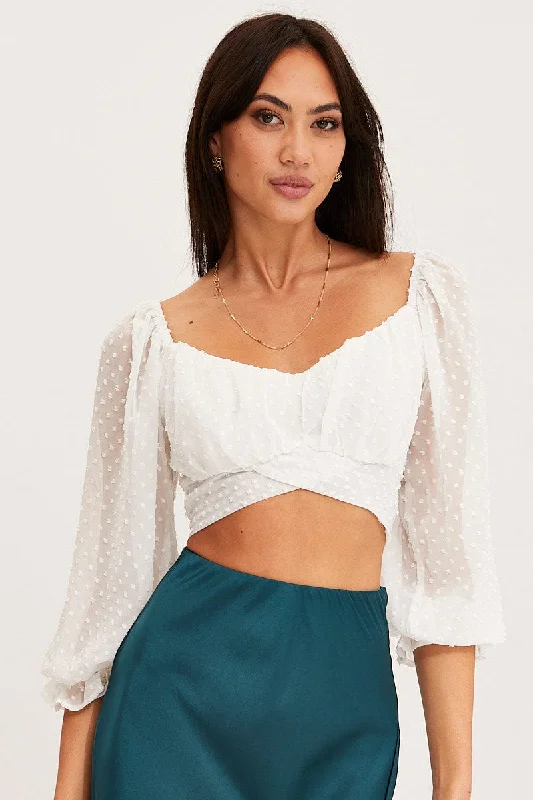 White Crop Top Long Sleeve