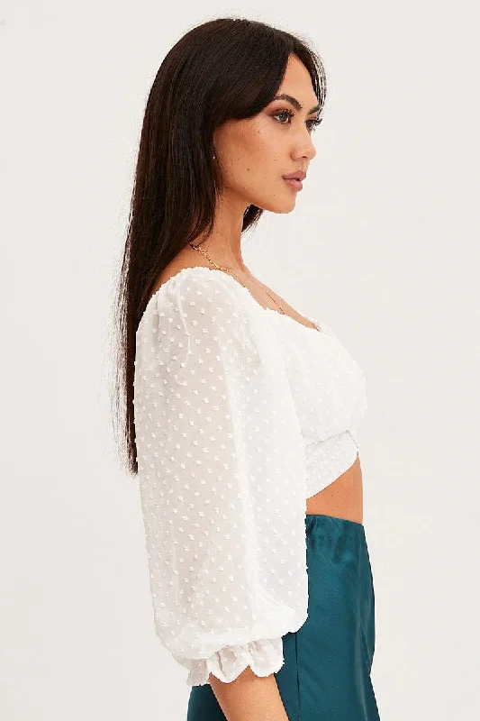 White Crop Top Long Sleeve