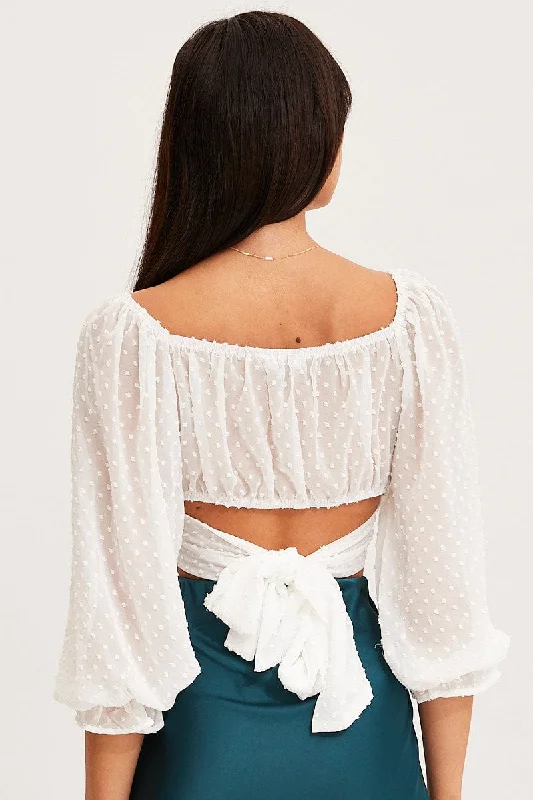 White Crop Top Long Sleeve