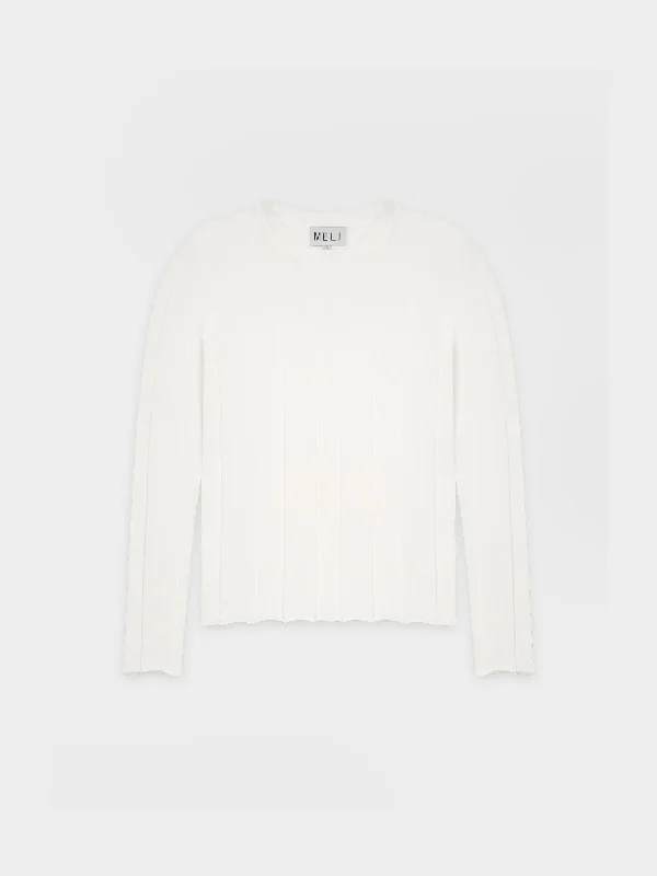 WIDE RIBBED SWEATER-WHITE