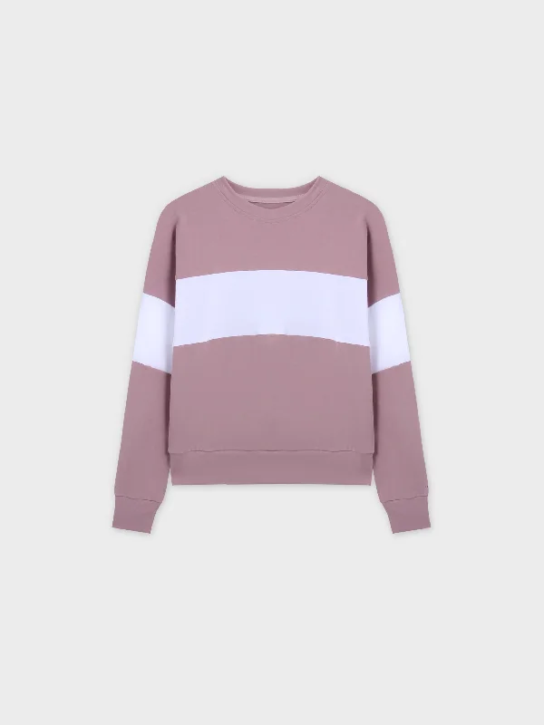 Wide Stripe Bomber-Rose/White