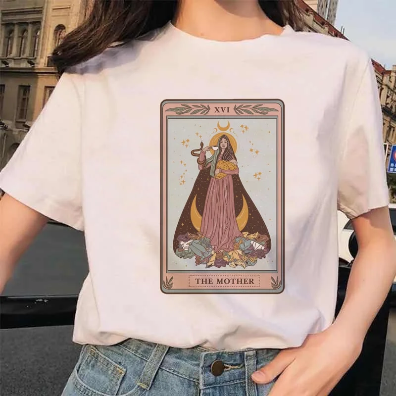 FashionSierra - Women's Tarot Card Flower Funny Time Ladies Cartoon Fashion Short Sleeve