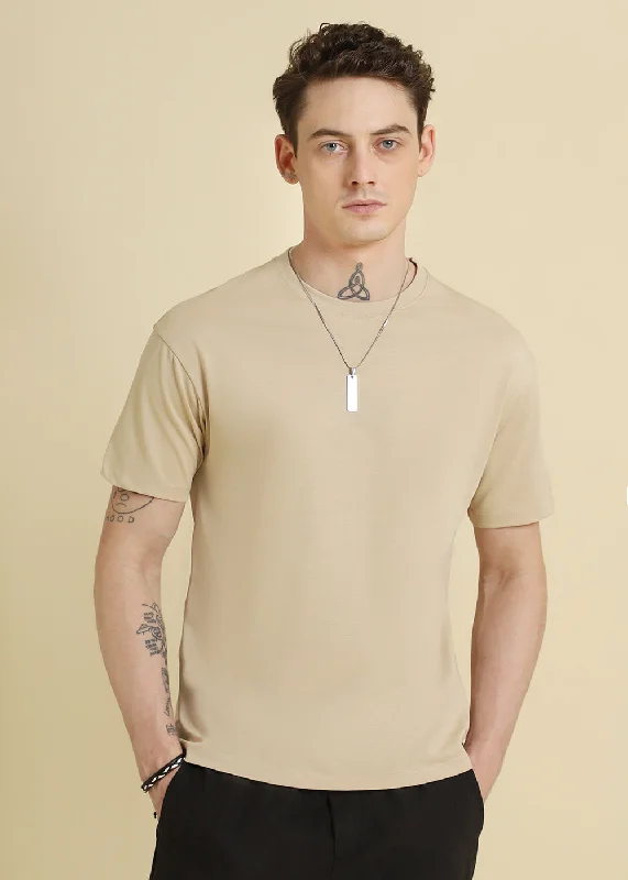 Beige Basic Regular Fit T-shirt