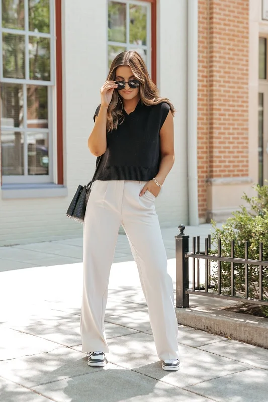 Black V Neck Ribbed Sweater