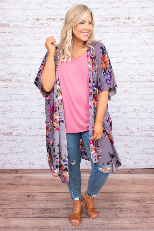 Catch My Flow Kimono, Grey-Pink