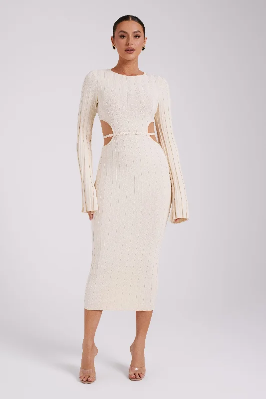 Elodie Knit Midi Dress - Cream