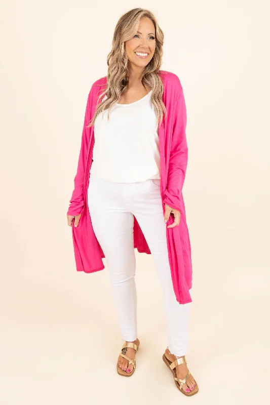 Feeling Carefree Cardigan, Hot Pink