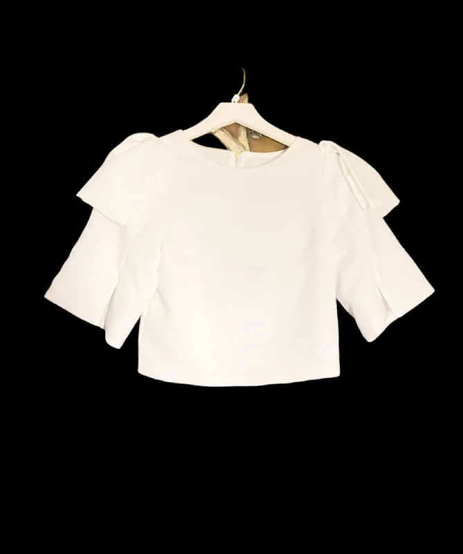 Gracia Split Short Sleeve Bow Crop Top