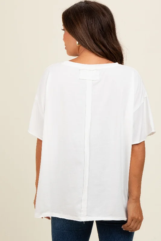 Ivory Raw Rolled Hem Maternity Top