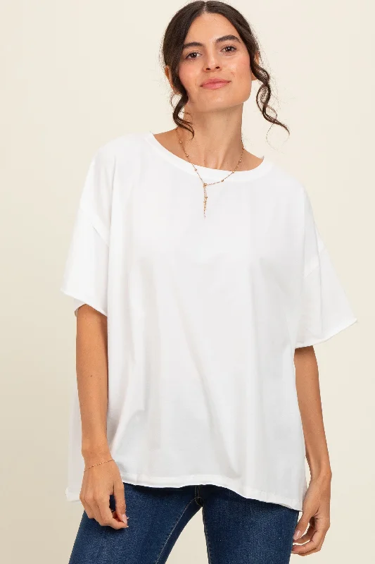 Ivory Raw Rolled Hem Maternity Top