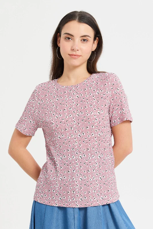 Women Mauve Printed T-Shirt