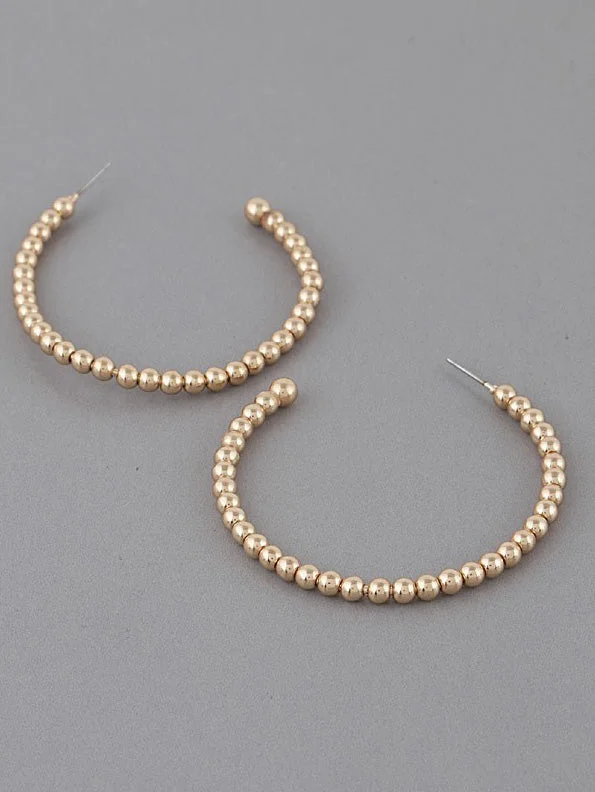 Metal Beads Hoop Earrings