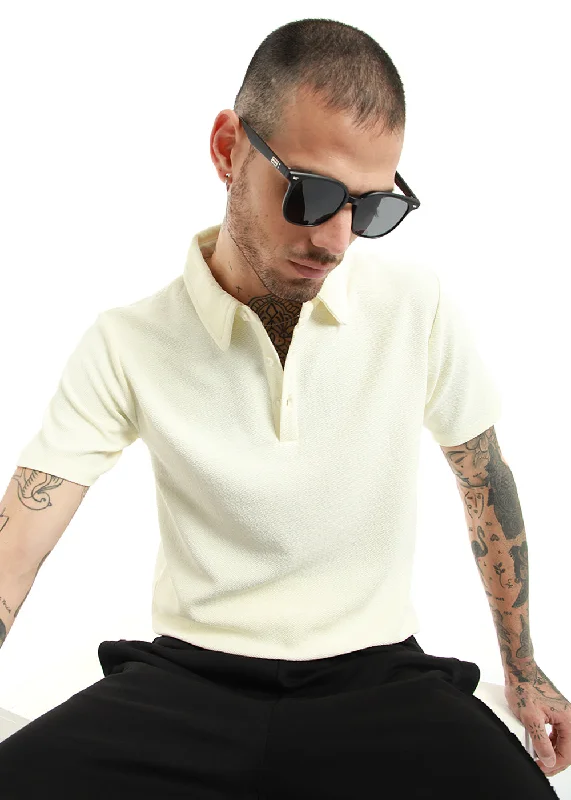 Off White Classic Textured Polo T-Shirt