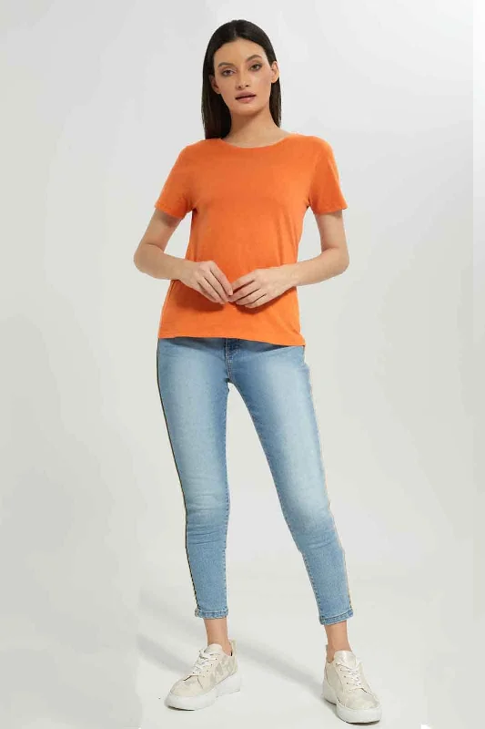 Women Orange Basic T-Shirt