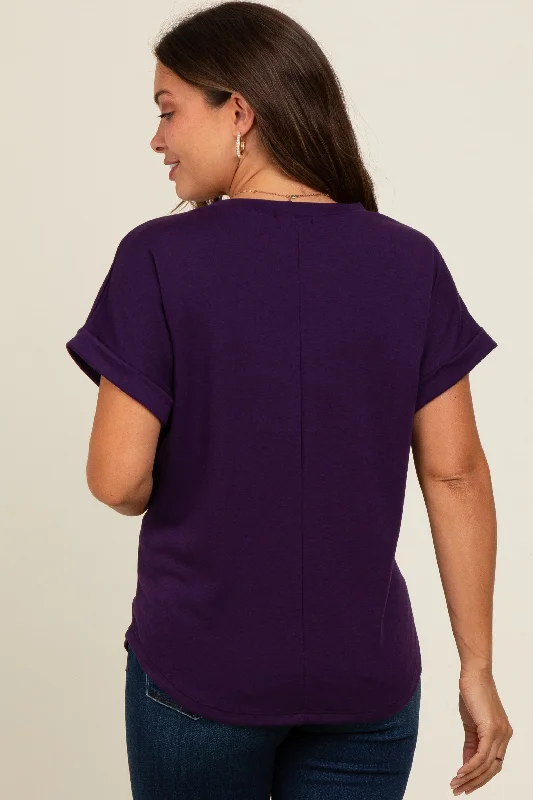 Purple Cuff Sleeve Maternity Top