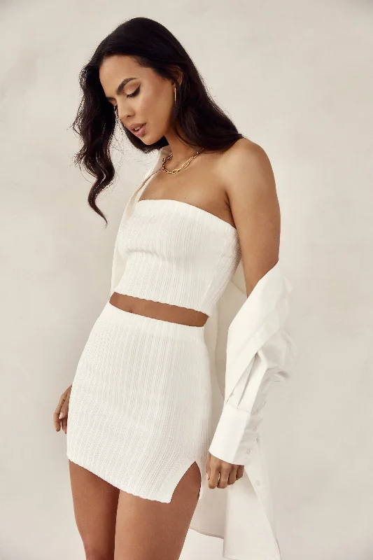 Shiloh Low Rise Knit Mini Skirt - Off White