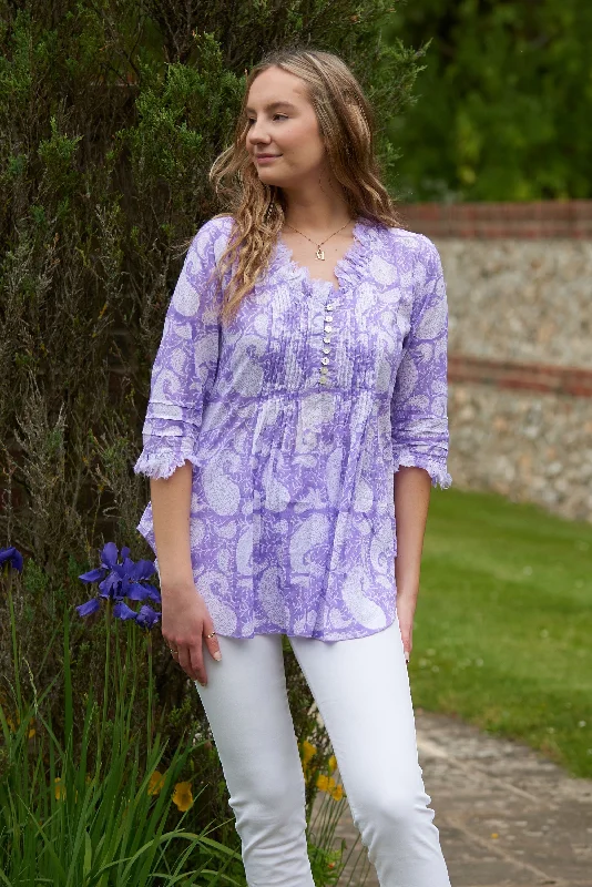 Sophie Cotton Shirt Purple Paisley