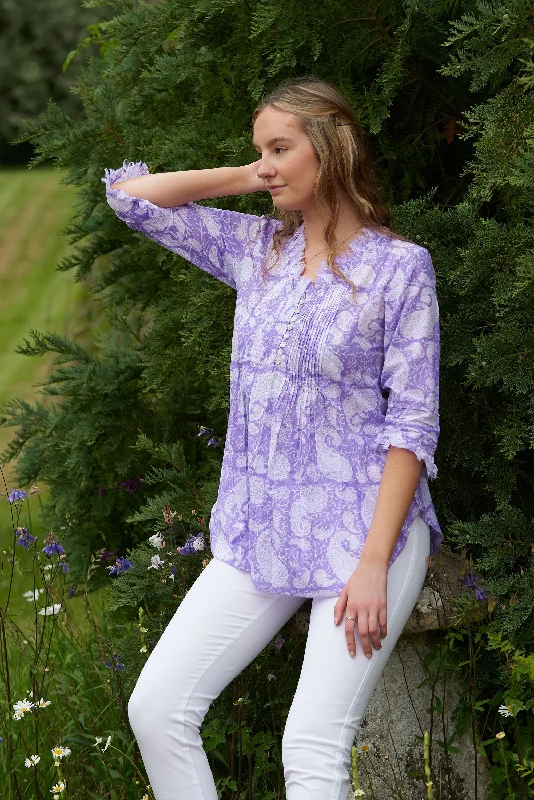 Sophie Cotton Shirt Purple Paisley