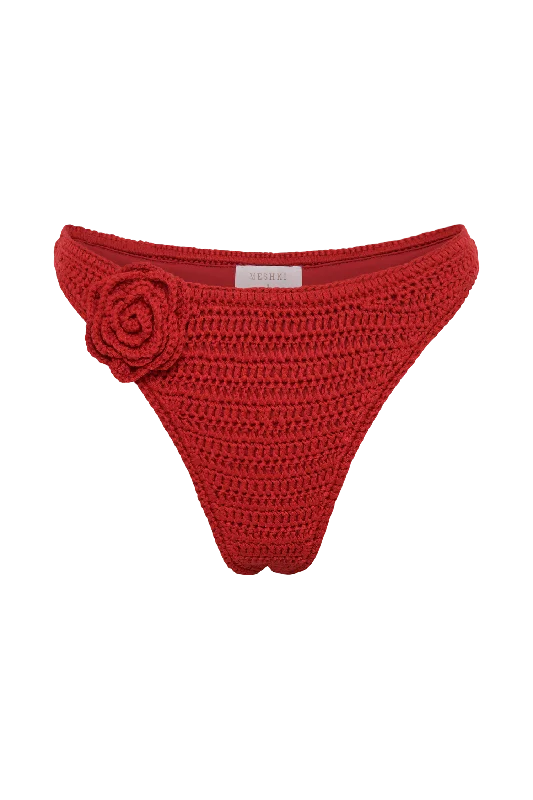 Valencia Rose Crochet Bikini Bottom - Red