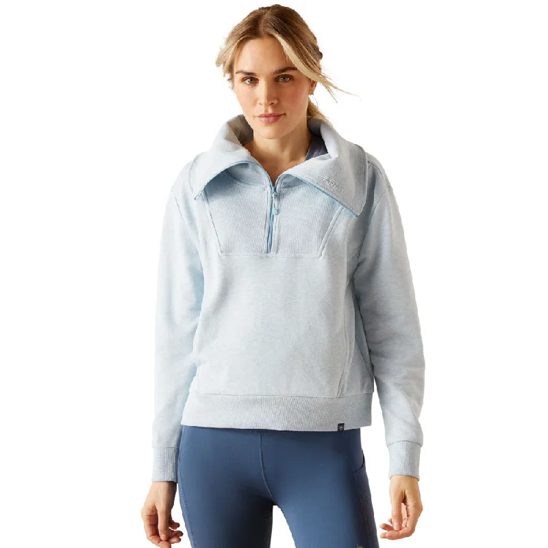 10048613 Ariat Women's Fern 1/2 Zip Sweatshirt - Heathered Glacier Lake