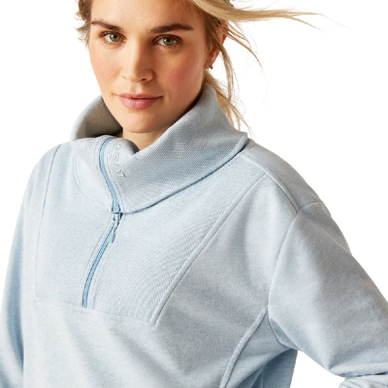 10048613 Ariat Women's Fern 1/2 Zip Sweatshirt - Heathered Glacier Lake