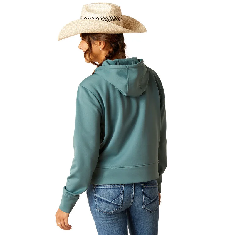 10049034 Ariat Women's 1/2 Zip Tek Hoodie - North Atlantic