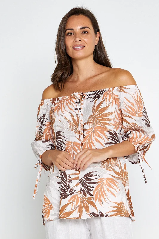 Aaliyah Top - Tan Botanical