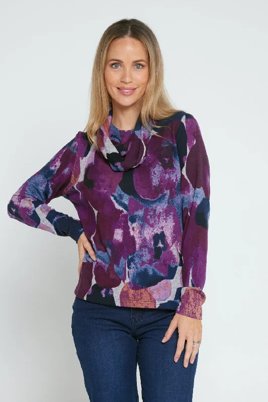 Alma Knit Top & Snood - Purple Watercolour