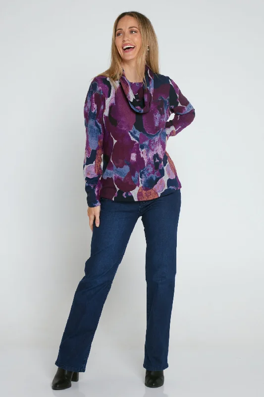 Alma Knit Top & Snood - Purple Watercolour