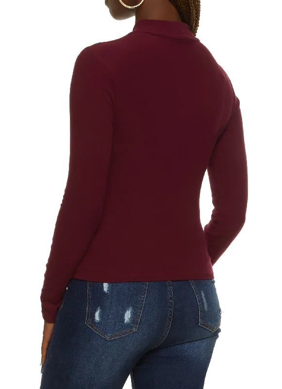 Ribbed Mock Neck Long Sleeve Top