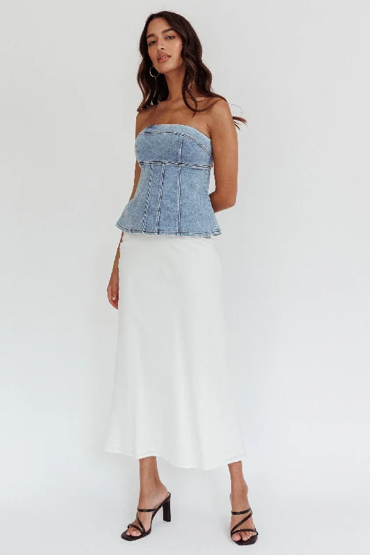 Cathlin Strapless Top Denim Blue