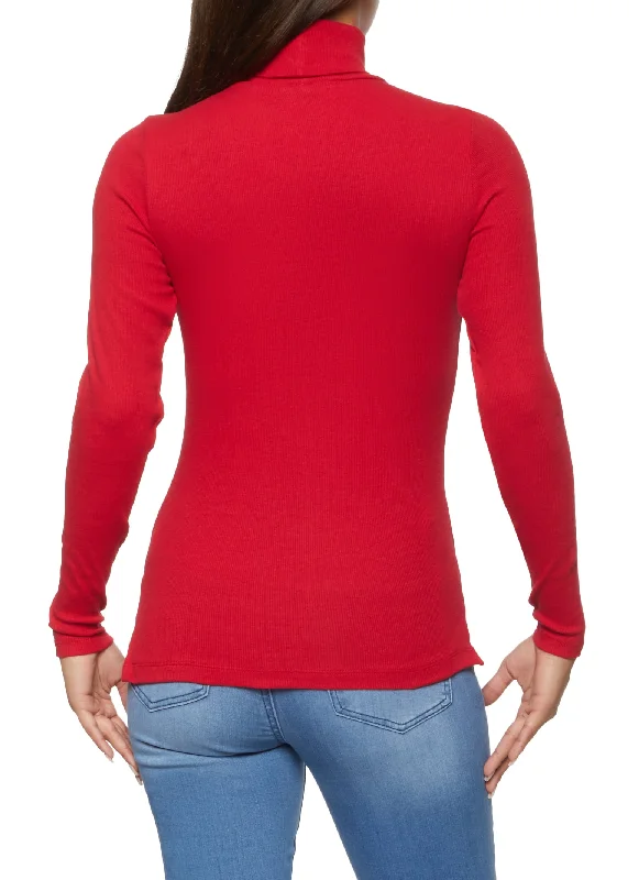 Long Sleeve Rib Knit Turtleneck Top