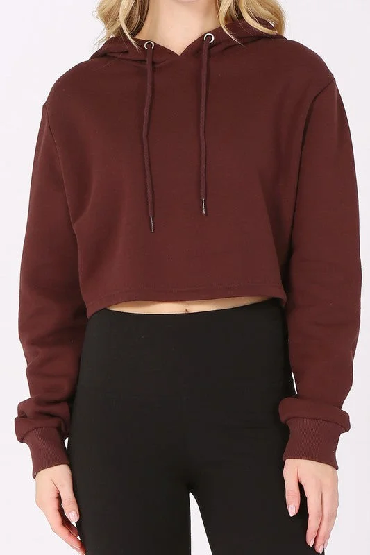 Cropped Fleece Hoodie Sweatshirt