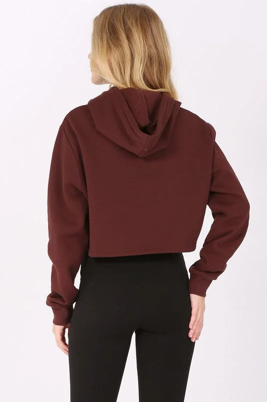 Cropped Fleece Hoodie Sweatshirt