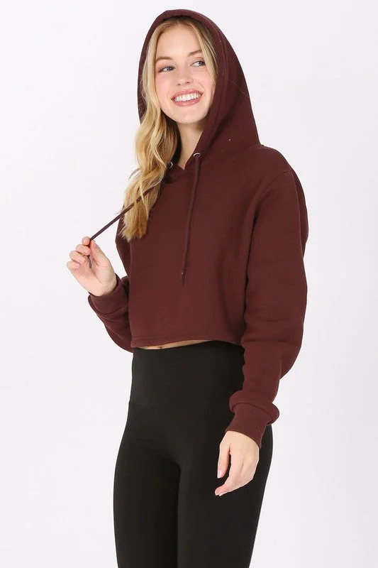 Cropped Fleece Hoodie Sweatshirt