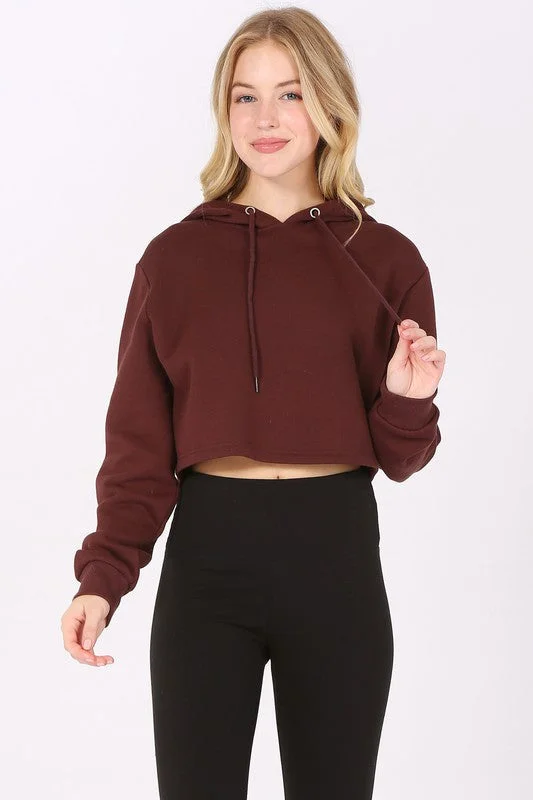 Cropped Fleece Hoodie Sweatshirt