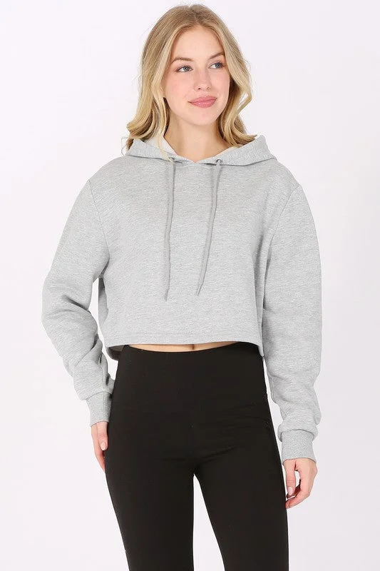 Cropped Fleece Hoodie Sweatshirt