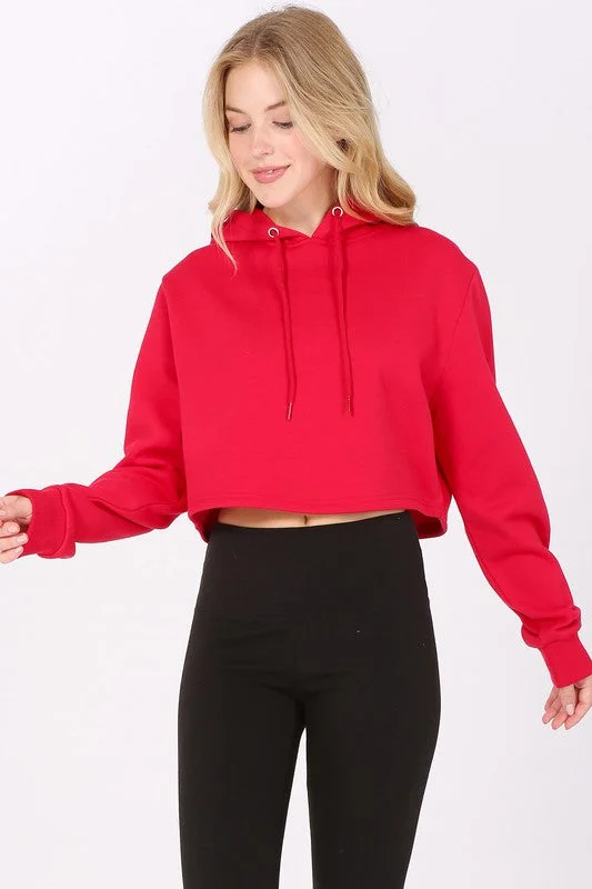 Cropped Fleece Hoodie Sweatshirt