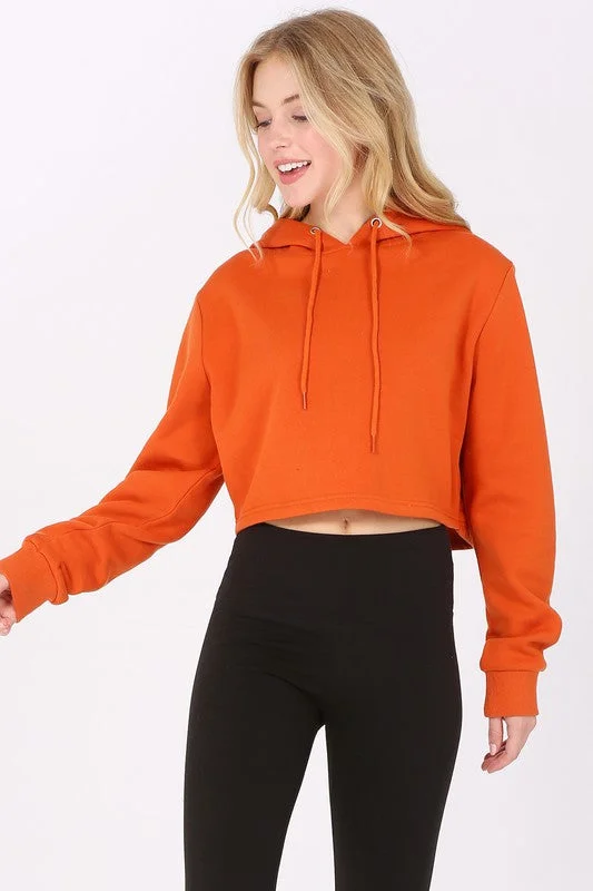 Cropped Fleece Hoodie Sweatshirt