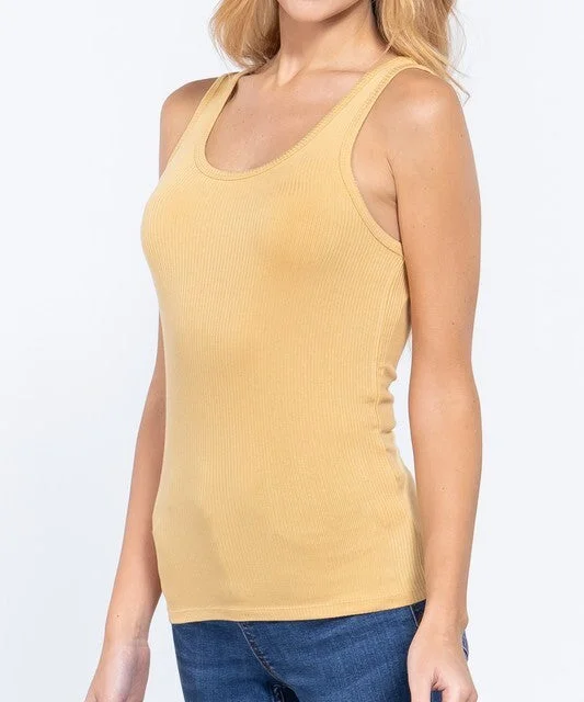 DOUBLE ROUND NECK RIB KNIT TOP